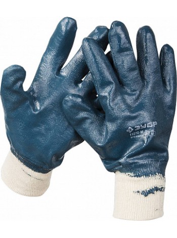 Перчатки рабочие с манжетой, с полным нитриловым покрытием, размер M (8) ЗУБР 11272-M
