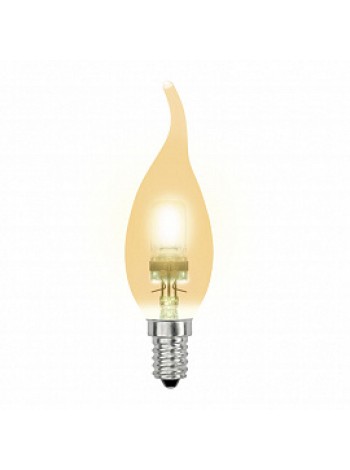 Лампа галогенная 28Вт HCL-28/CL/Е14 flame gold свеча на ветру золотая 04120 Uniel