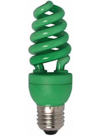 Лампа КЛЛ энергосберегающая 15Вт Е27 Spiral Color Green спираль зеленая 124х45 /Z7CG15ECB/ ECOLA