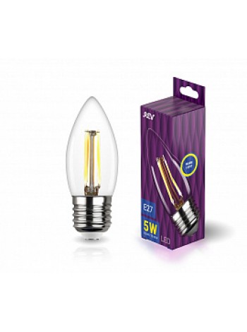 Лампа светодиодная 5Вт E27 C37 2700К 515Лм прозрачная 230В свеча Filament DECO Premium 32424 9 REV