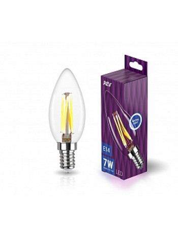 Лампа светодиодная 7Вт E14 C37 4000К 730Лм прозрачная 230В свеча Filament DECO Premium 32487 4 REV