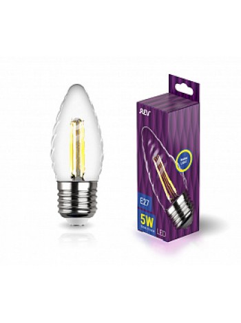 Лампа светодиодная 5Вт E27 TC37 2700К 515Лм прозрачная 230В свеча витая Filament DECO Premium 32426 3 REV