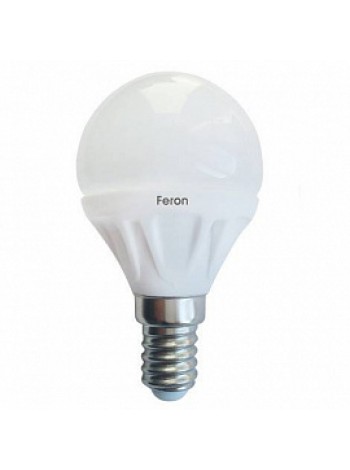 Лампа светодиодная 5Вт Е14 G45 2700K 410Лм матовая 220В Шар LB-38 8LED теплый 25402 Feron