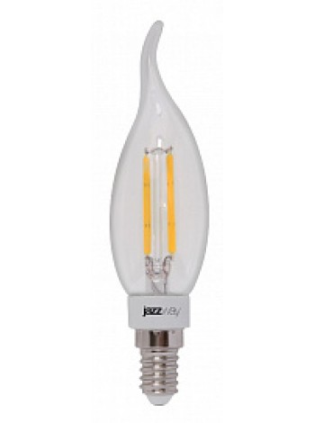Лампа светодиодная 4Вт E14 CA37 2700К 360Лм прозрачная 230В свеча на ветру OMNI .1028013 Jazzway