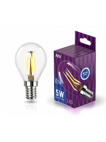 Лампа светодиодная 5Вт E14 G45 4000К 545Лм прозрачная 230В шар Filament DECO Premium 32358 7 REV