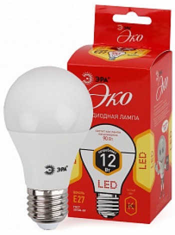 Лампа светодиодная 12Вт E27 A60 2700К 960Лм матовая 220-240В груша ( ECO LED A60-12W-827-E27 ) Б0030026 ЭРА
