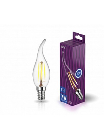 Лампа светодиодная 7Вт E14 FC37 4000К 730Лм прозрачная 220В свеча на ветру Filament Premium 32496 6 REV