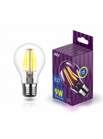 Лампа светодиодная 9Вт E27 A60 2700К 855Лм прозрачная 230В грушевидная Filament DECO Premium 32475 1 REV