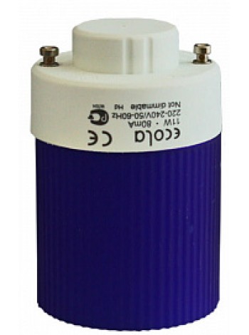 Лампа КЛЛ энергосберегающая 11Вт GX40 DFC 2700K в голубом корпусе теплый свет 75х50 /T4BW11ECD/ ECOLA