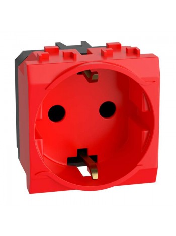 Электрическая розетка, с заземлением, со шторками, красная, 2 модуля (BRAVA) код 76482R DKC