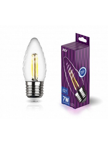 Лампа светодиодная 7Вт E27 TC37 4000K 730Лм прозрачная 220В свеча витая FILAMENT DECO Premium, нейтральный свет 32491 1 REV
