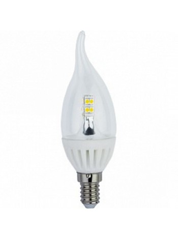 Лампа светодиодная 4Вт E14 CA37 4000К прозрачная220В свеча на ветру Premium C4UV40ELC ECOLA