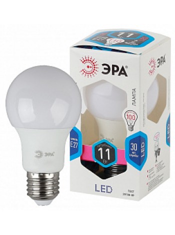 Лампа светодиодная 11Вт E27 A60 4000К 880Лм матовая 170-265В грушевидная LED A60-11W-840-E27 Б0029821 ЭРА