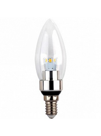 Лампа светодиодная 3,3Вт E14 C35 4000К прозрачная220В свеча Premium C4CV33ELB ECOLA