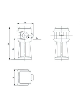 EZETEK 91004 Держатель проводника, Rd= 6...8 мм H=36 мм, пл. (серый)